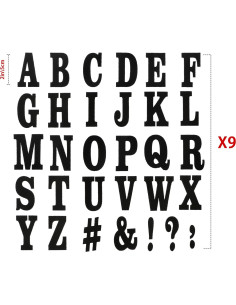 279 Piezas Letras Transferibles Flock Outus A-Z 3.8 cm Negro 2