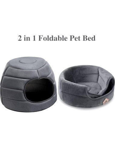 Cama para Gatos Hollypet 2 en 1 Plegable Gris Oscuro 40.6x40.6 cm