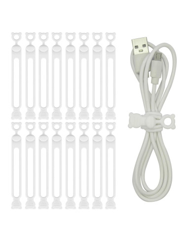Organizador de Cables Reutilizable IFNOW 16 Piezas Silicona Blanco