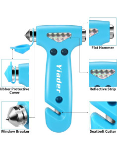 Martillo de Seguridad para Coche Yiader 3 en 1 Azul 2