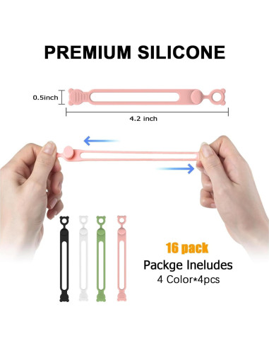 Organizador de Cables Reutilizable IFNOW 16 Piezas Silicona Blanco