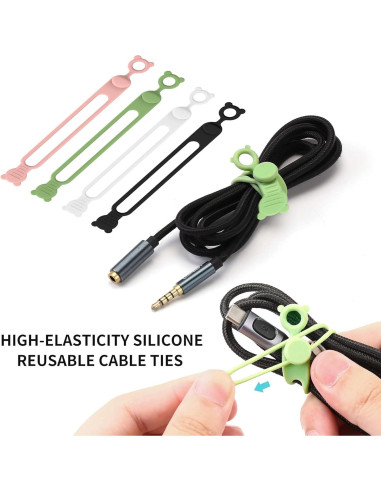 Organizador de Cables Reutilizable IFNOW 16 Piezas Silicona Blanco