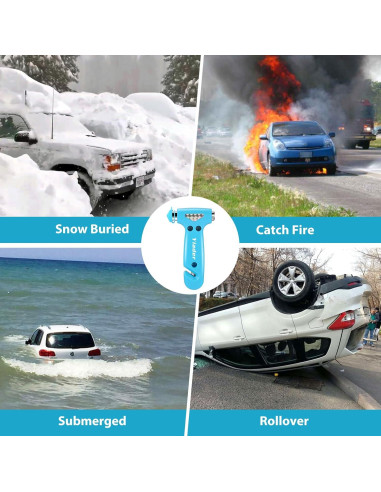 Martillo de Seguridad para Coche Yiader 3 en 1 Azul