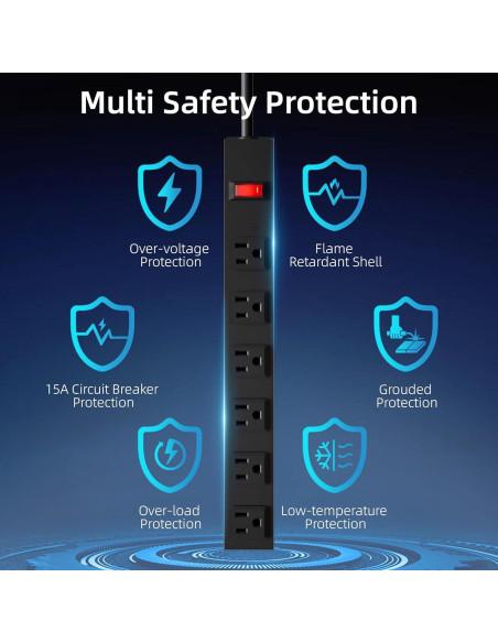 Regleta de Alimentación CFMASTER 6 Tomacorrientes 1.83m Metal
