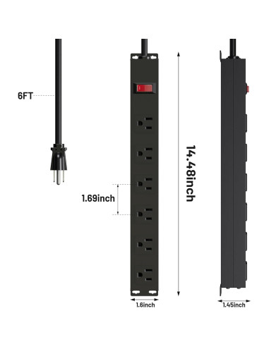 Regleta de Alimentación CFMASTER 6 Tomacorrientes 1.83m Metal