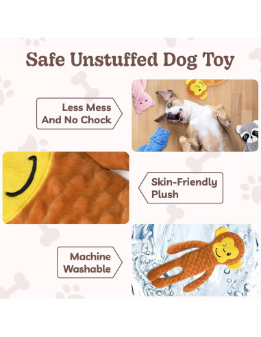 Juguete Interactivo para Perros SHARLOVY Sin Relleno 3 Paquete