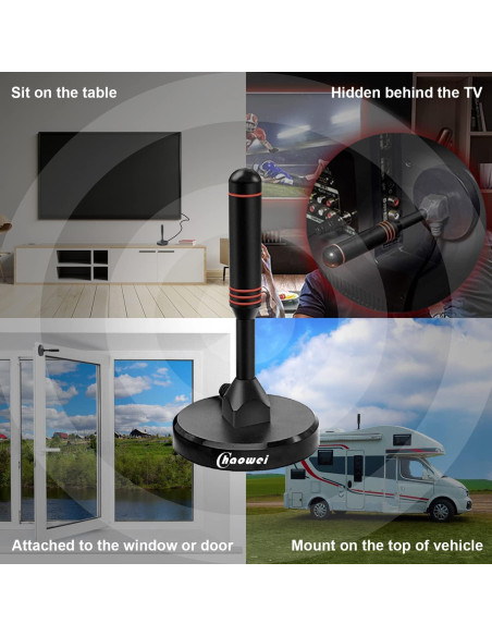 Antena de TV Digital HD Chaowei DTA66 con Base Magnética