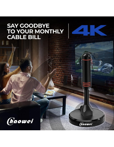 Antena de TV Digital HD Chaowei DTA66 con Base Magnética