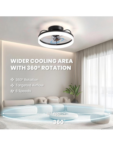 Ventilador de Techo LUDOMIDE 20" con Luz LED y Control Remoto