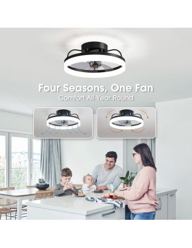 Ventilador de Techo LUDOMIDE 20" con Luz LED y Control Remoto