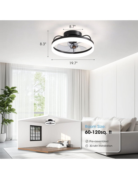 Ventilador de Techo LUDOMIDE 20" con Luz LED y Control Remoto Ventilador de Techo LUDOMIDE 20" con Luz LED y Control Remoto