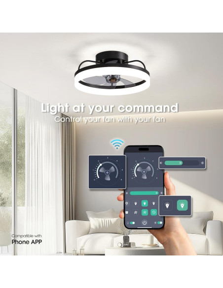 Ventilador de Techo LUDOMIDE 20" con Luz LED y Control Remoto Ventilador de Techo LUDOMIDE 20" con Luz LED y Control Remoto