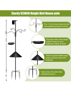 Poste de Alimentador de Aves HXYQMMY 2.34m con Baffle Antiardillas 2
