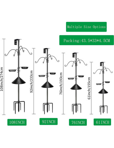 Poste de Alimentador de Aves HXYQMMY 2.34m con Baffle Antiardillas