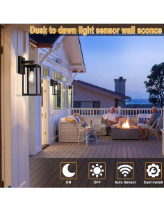 Lámpara de Pared Exterior SHINE HAI con Sensor Dusk to Dawn 2