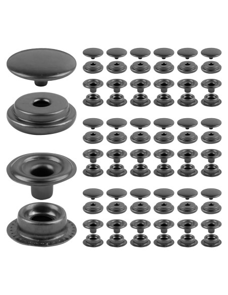 Kit de Botones a Presión de Metal Framendino 15mm Negro 50 Piezas