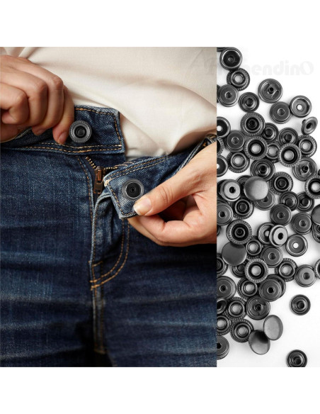 Kit de Botones a Presión de Metal Framendino 15mm Negro 50 Piezas