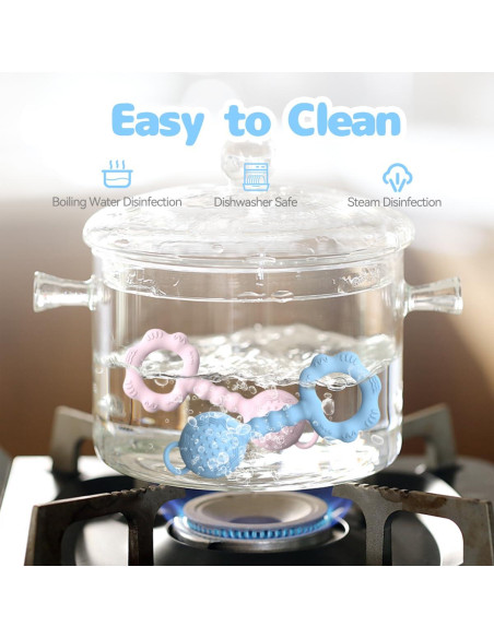 Mordedor y Sonajero para Bebés ETETOO Azul 0-12 Meses