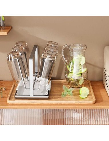 Soporte para Secar Tazas y Botellas POCHOIO Plateado 22.95x12.7cm