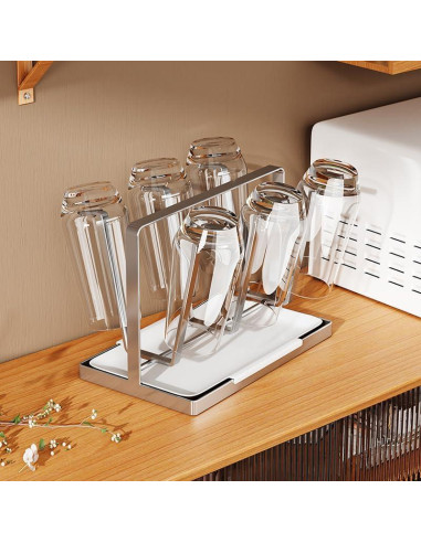 Soporte para Secar Tazas y Botellas POCHOIO Plateado 22.95x12.7cm