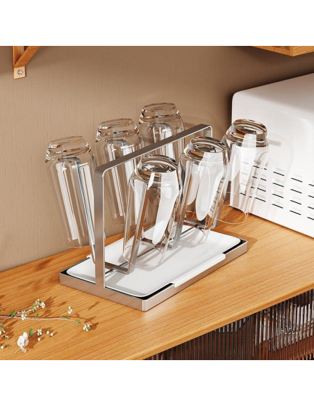 Soporte para Secar Tazas y Botellas POCHOIO Plateado 22.95x12.7cm