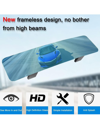 Espejo Retrovisor Interior Sin Marco SkycropHD 30 cm Antirreflejo