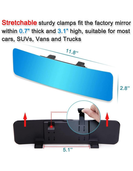 Espejo Retrovisor Interior Sin Marco SkycropHD 30 cm Antirreflejo