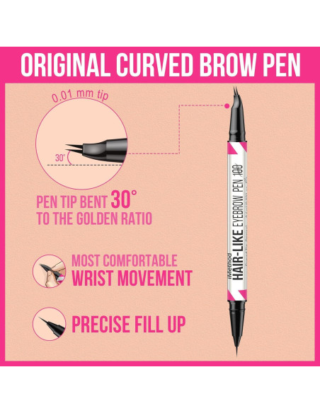 Lápiz de Cejas Curvado iMethod Marrón Claro 2-en-1 Impermeable