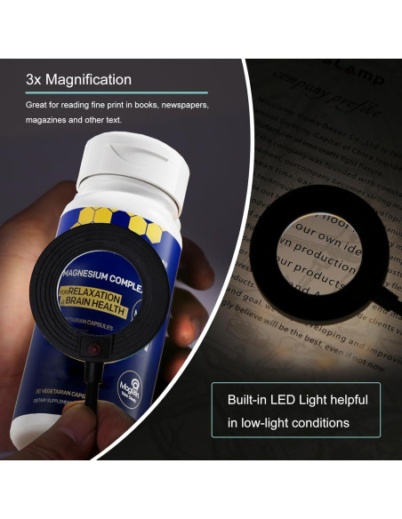 Lupa Portátil iGoober con Luz LED 3X Recargable Negra