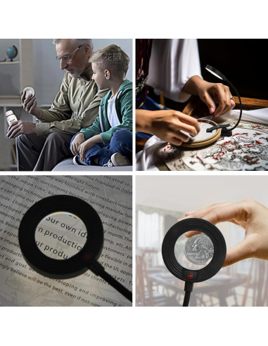 Lupa Portátil iGoober con Luz LED 3X Recargable Negra