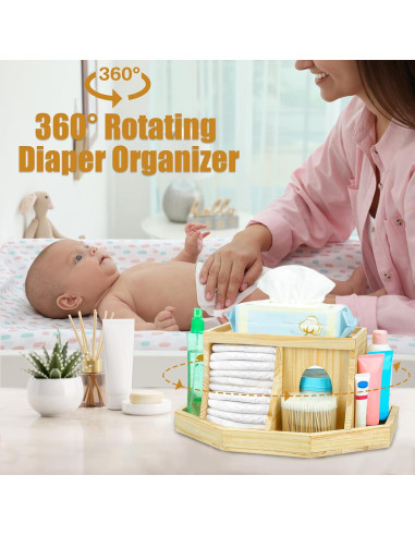 Organizador de Pañales Busidhji de Madera Redondo 39.37 cm
