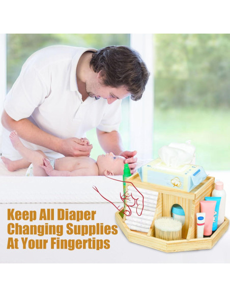 Organizador de Pañales Busidhji de Madera Redondo 39.37 cm