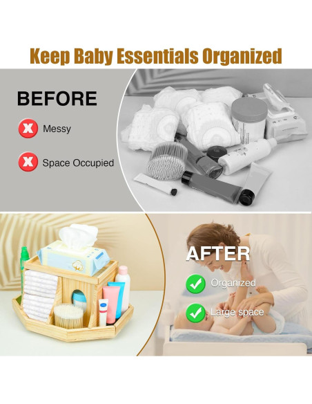 Organizador de Pañales Busidhji de Madera Redondo 39.37 cm