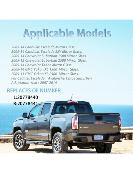 Cristal Espejo Lateral Izquierdo MENGYUCAR 2009-2014 Cadillac