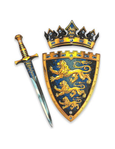 Liontouch Set Espada, Escudo y Corona Triple León - Juguetes Medievales para Niños 3-8 Años