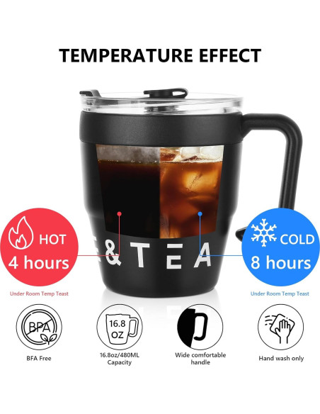 Taza de Café Térmica Bincoo 480ML con Filtro Plegable Negro