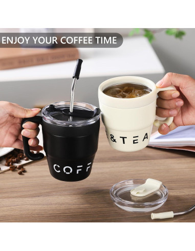 Taza de Café Térmica Bincoo 480ML con Filtro Plegable Negro