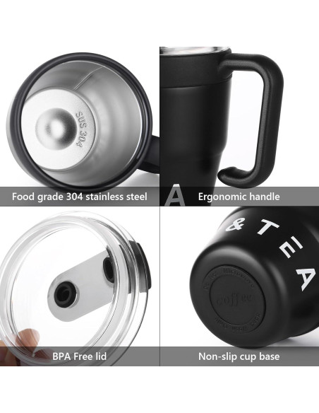 Taza de Café Térmica Bincoo 480ML con Filtro Plegable Negro