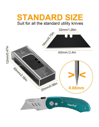 Cuchillas Utility Harita SK-2, Acero Carbono, 30 Piezas