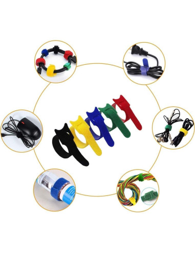 60 Sujetacables Reutilizables California JOS 15.24 cm Coloridos