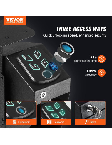 Caja Fuerte Biométrica VEVOR para Pistolas con Acceso Rápido