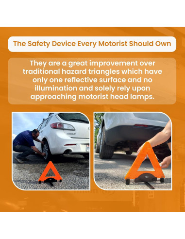 Triángulo de Emergencia Lumen Wand con LED y Base de Metal
