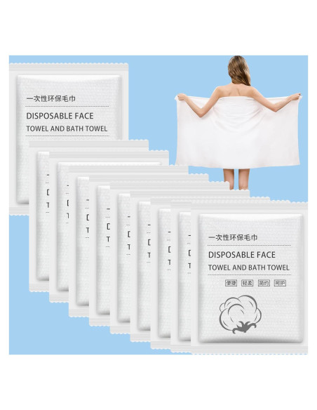 Toallas de Baño Desechables ERHAOG 140x70 cm 10 Pcs Algodón