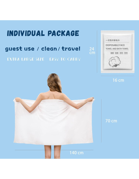 Toallas de Baño Desechables ERHAOG 140x70 cm 10 Pcs Algodón