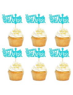 24 Adornos de Cupcake de Pascua Feliz Cyodoos - Conejo y Huevo