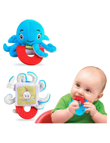Mordedor de Dentición Pulpo Wristy Buddy - Silicona Suave 0-12 Meses