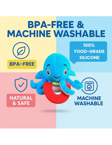 Mordedor de Dentición Pulpo Wristy Buddy - Silicona Suave 0-12 Meses