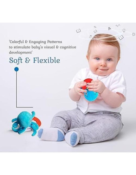 Mordedor de Dentición Pulpo Wristy Buddy - Silicona Suave 0-12 Meses