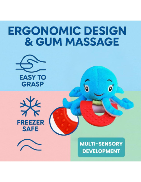 Mordedor de Dentición Pulpo Wristy Buddy - Silicona Suave 0-12 Meses