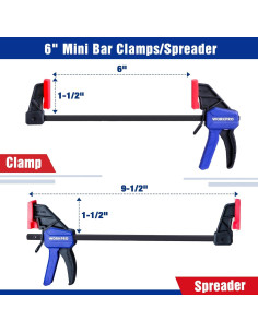 Abrazaderas Mini de 6" WORKPRO - Juego de 2, Carga 22.68kg 2